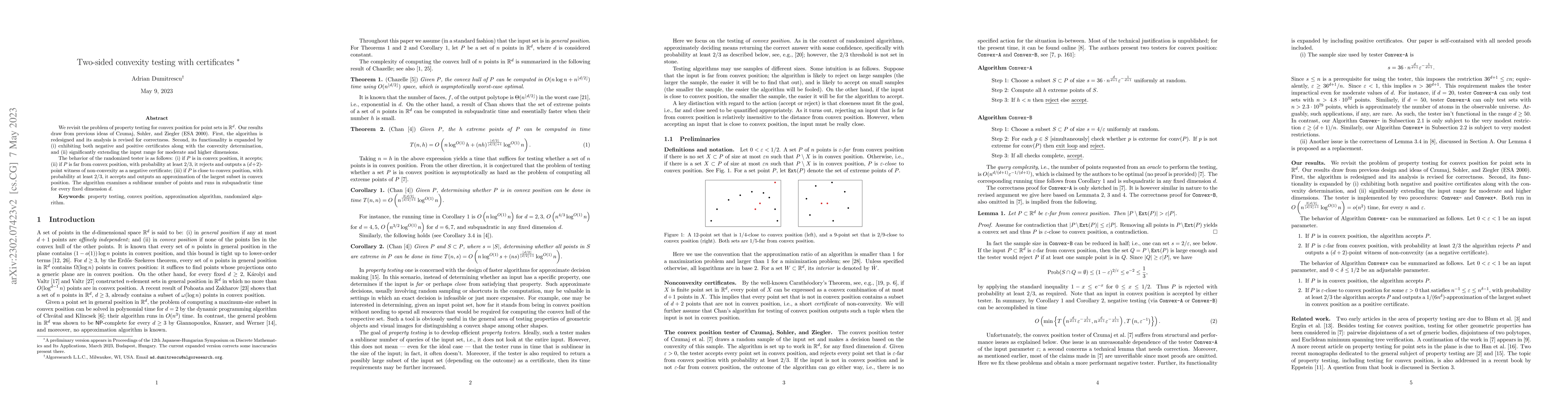 Thumbnail for Two-sided convexity testing with certificates