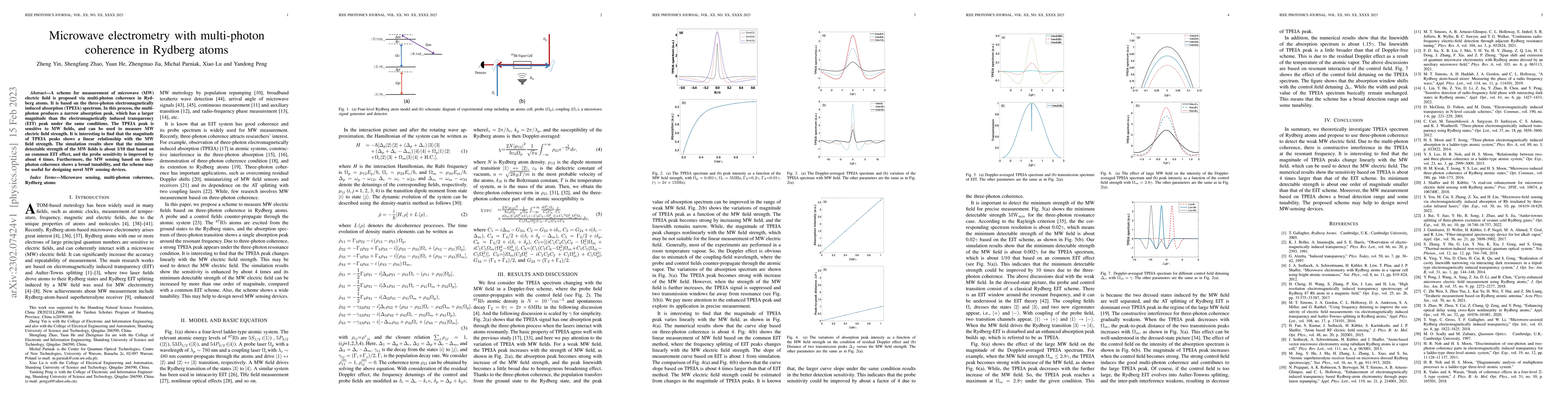 Thumbnail for Microwave electrometry with multi-photon coherence in Rydberg atoms