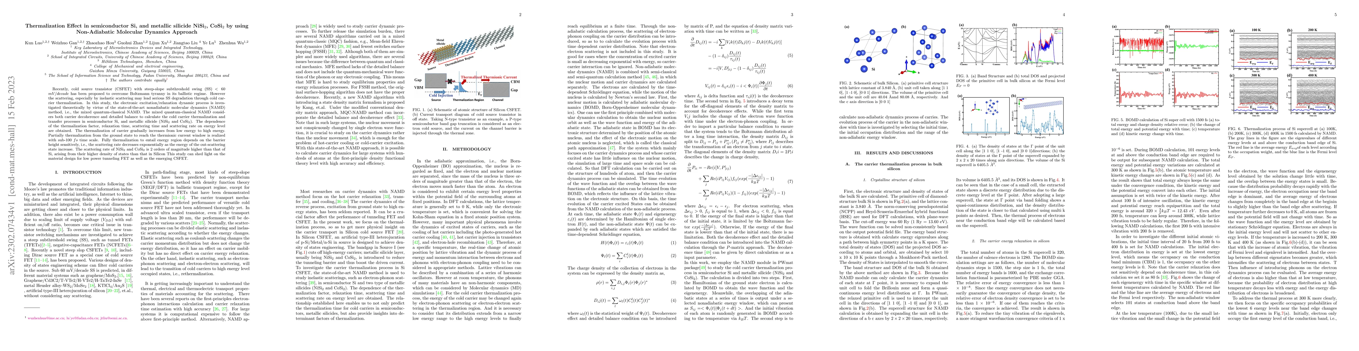 Thumbnail for Thermalization Effect in semiconductor Si, and metallic silicide NiSi2,
  CoSi2 by using Non-Adiabatic Molecular Dynamics Approach