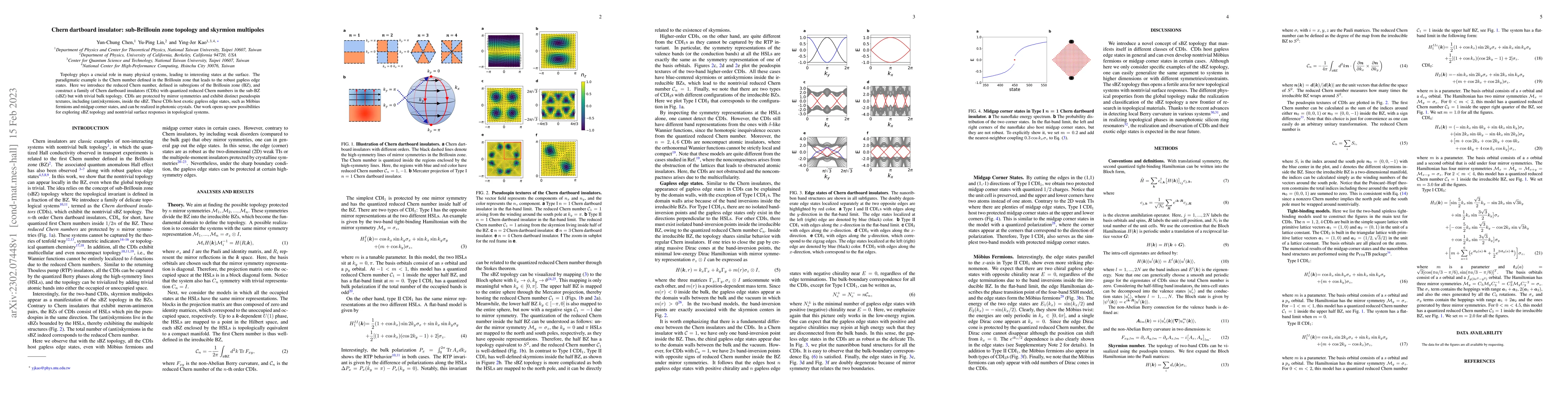 Thumbnail for Chern dartboard insulator: sub-Brillouin zone topology and skyrmion
  multipoles