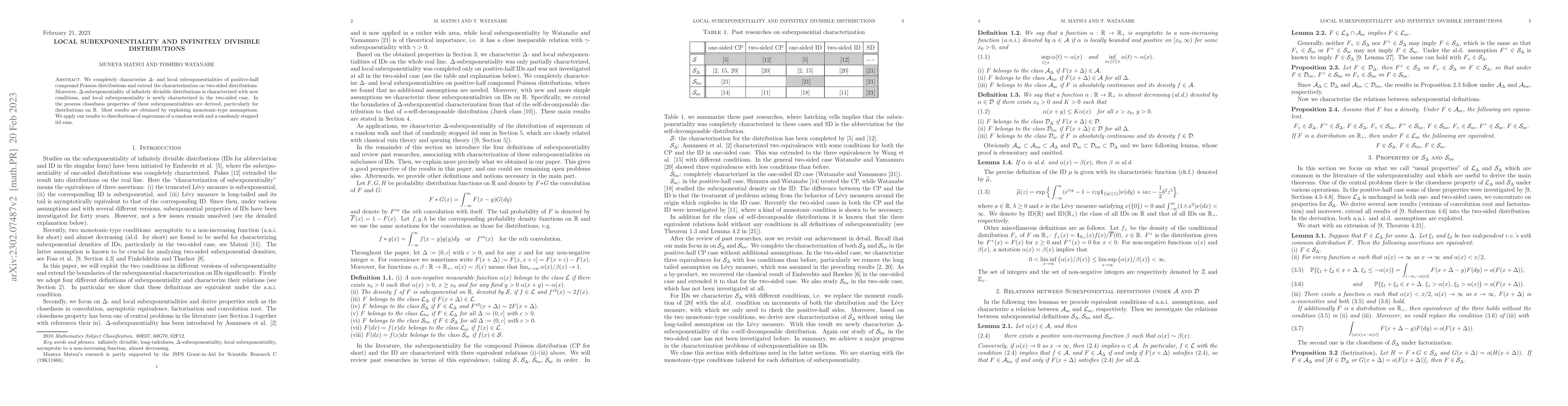 Thumbnail for Local subexponentiality and infinitely divisible distributions