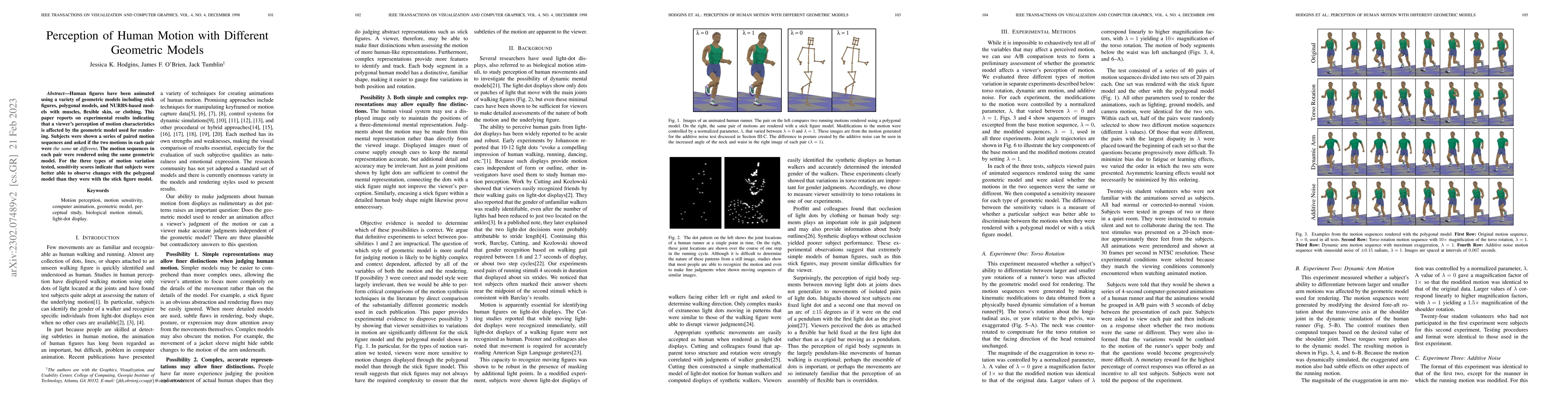Thumbnail for Perception of Human Motion with Different Geometric Models