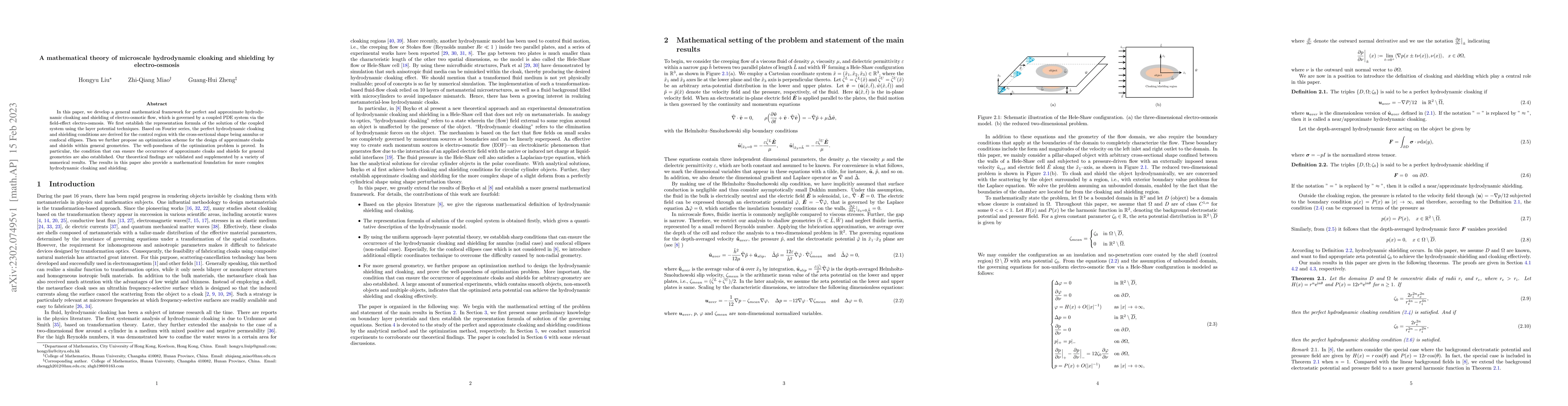 Thumbnail for A mathematical theory of microscale hydrodynamic cloaking and shielding
  by electro-osmosis