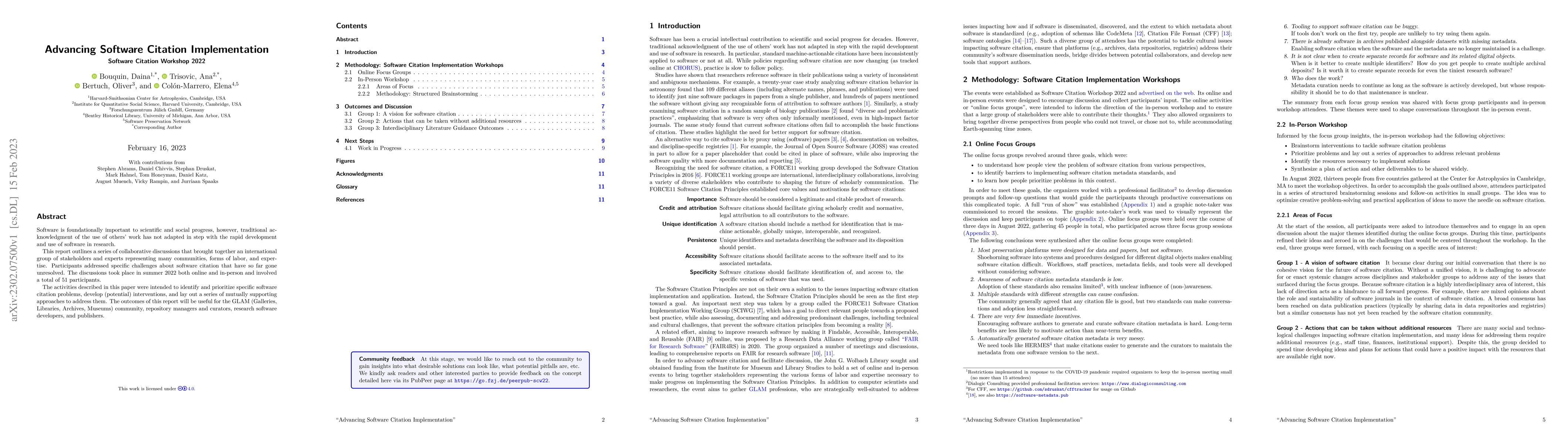 Thumbnail for Advancing Software Citation Implementation (Software Citation Workshop
  2022)