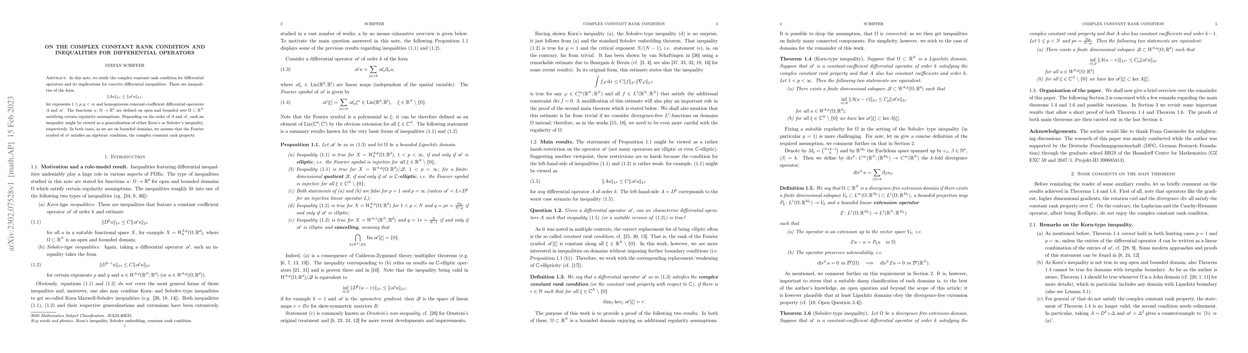 Thumbnail for On the complex constant rank condition and inequalities for differential
  operators