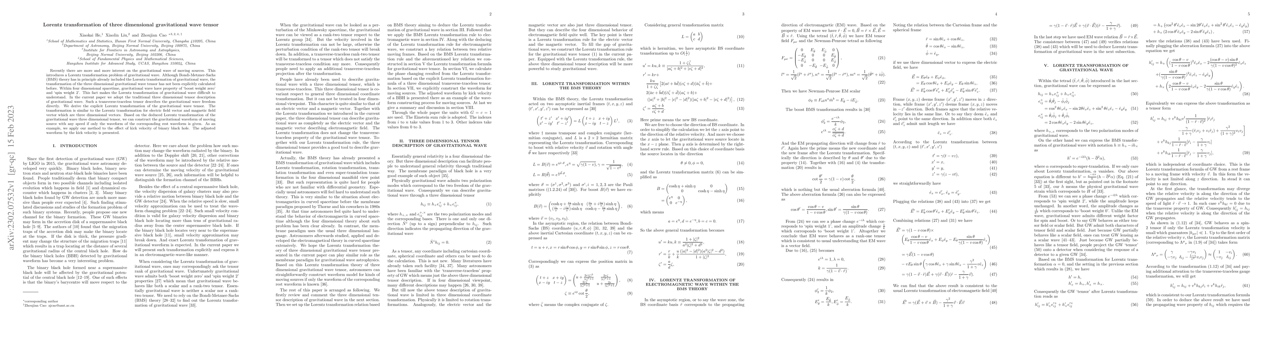 Thumbnail for Lorentz transformation of three dimensional gravitational wave tensor