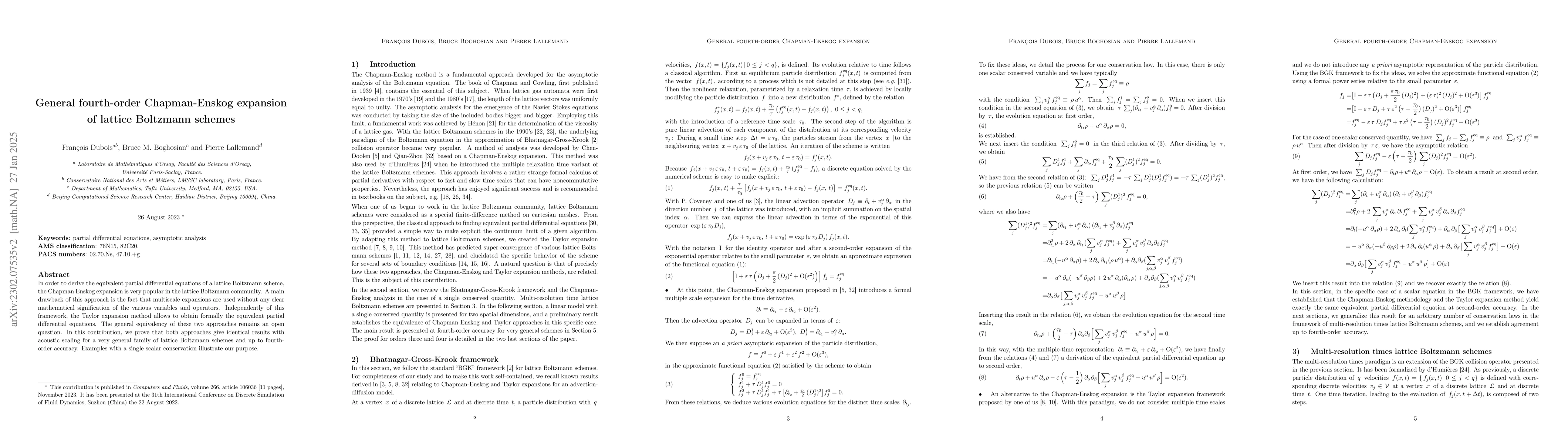 Thumbnail for General fourth order Chapman-Enskog expansion of lattice Boltzmann
  schemes