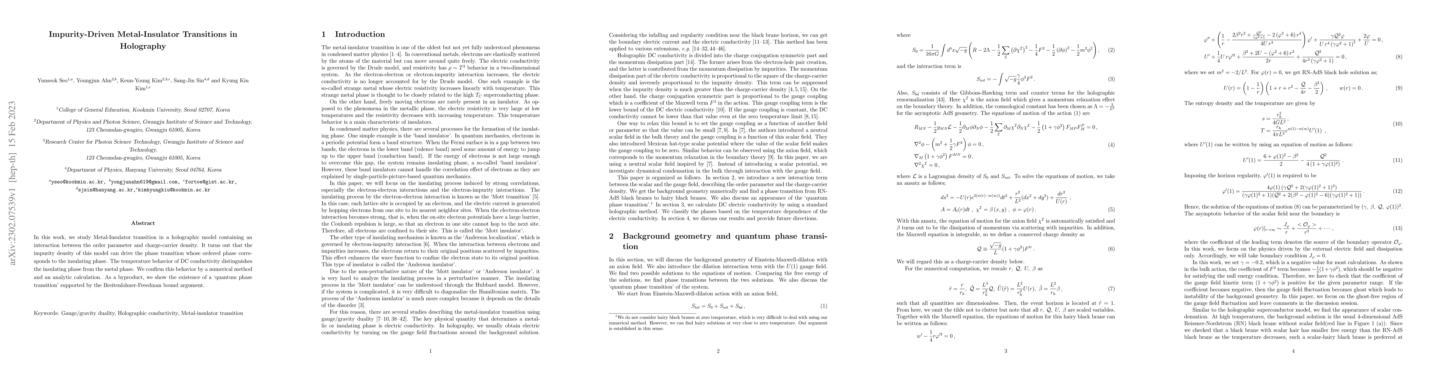 Thumbnail for Impurity-Driven Metal-Insulator Transitions in Holography
