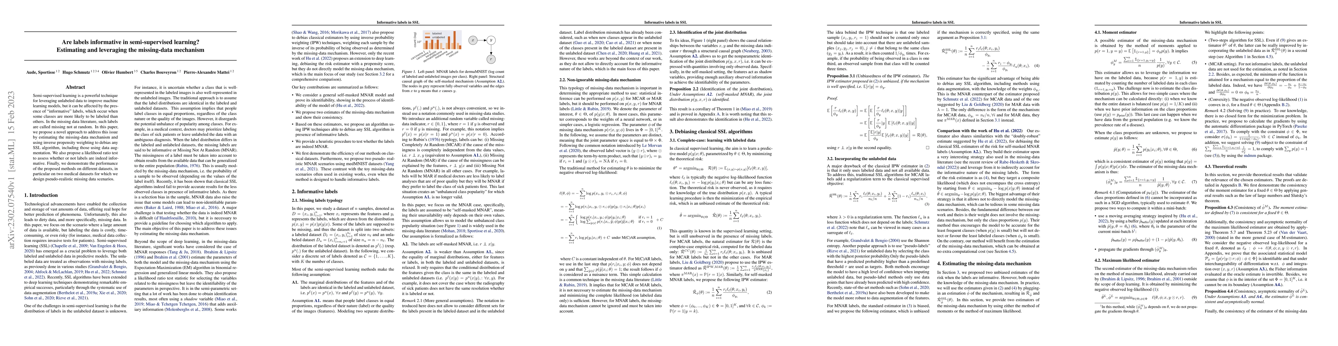 Thumbnail for Are labels informative in semi-supervised learning? -- Estimating and
  leveraging the missing-data mechanism
