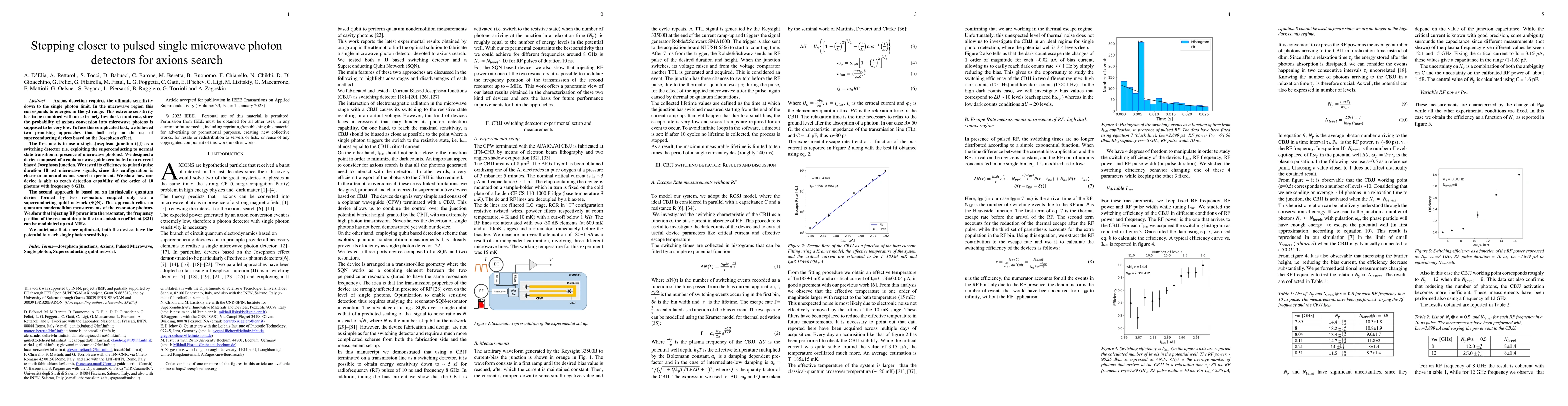 Thumbnail for Stepping closer to pulsed single microwave photon detectors for axions
  search