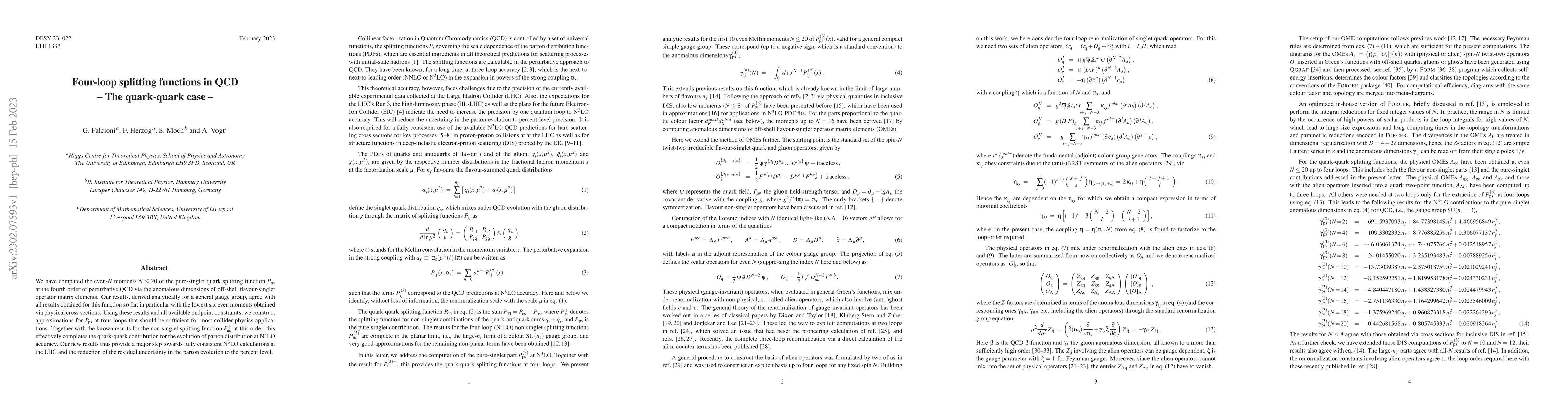 Thumbnail for Four-loop splitting functions in QCD -- The quark-quark case
