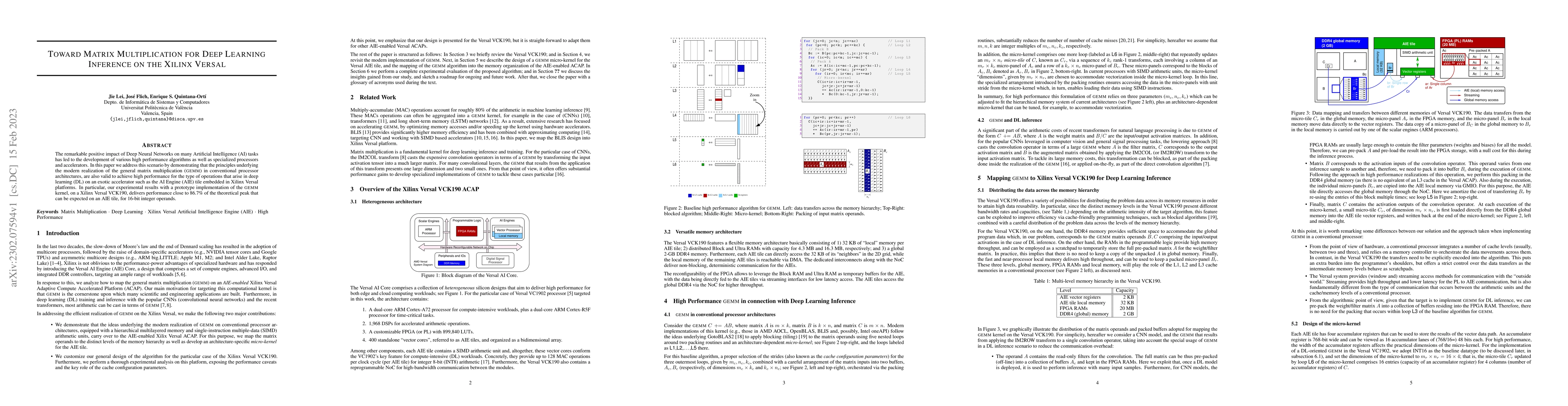 Thumbnail for Toward matrix multiplication for deep learning inference on the Xilinx
  Versal