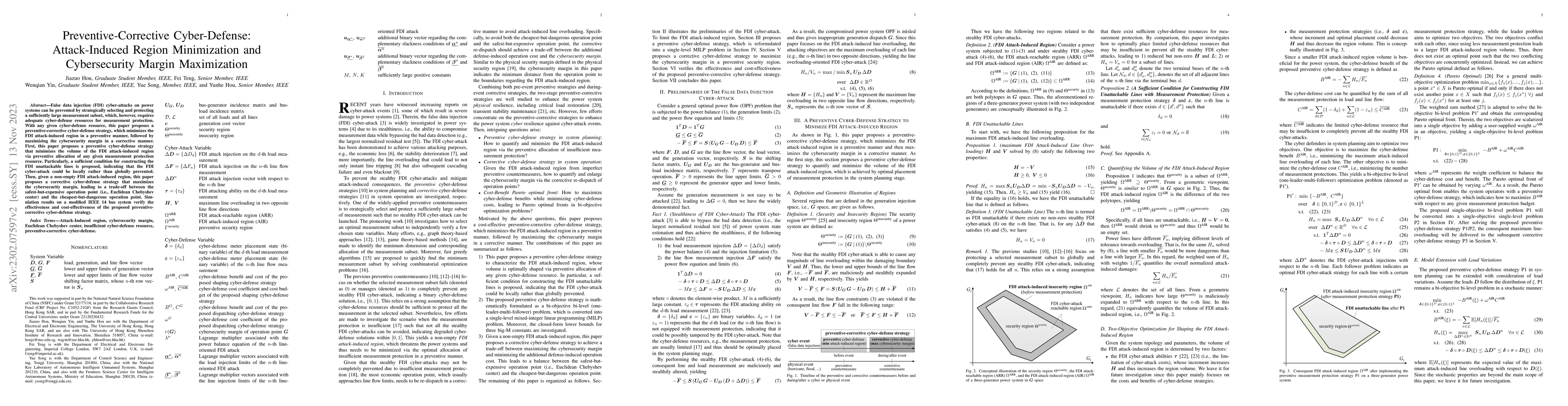Thumbnail for Preventive-Corrective Cyber-Defense: Attack-Induced Region Minimization
  and Cybersecurity Margin Maximization