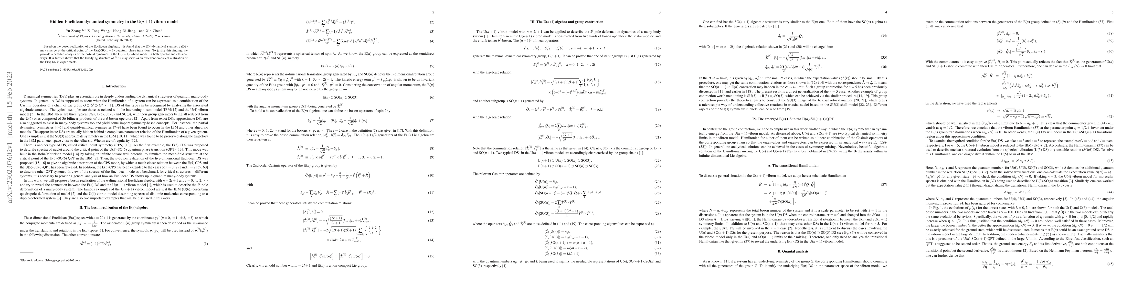 Thumbnail for Hidden Euclidean dynamical symmetry in the U(n+1) vibron model