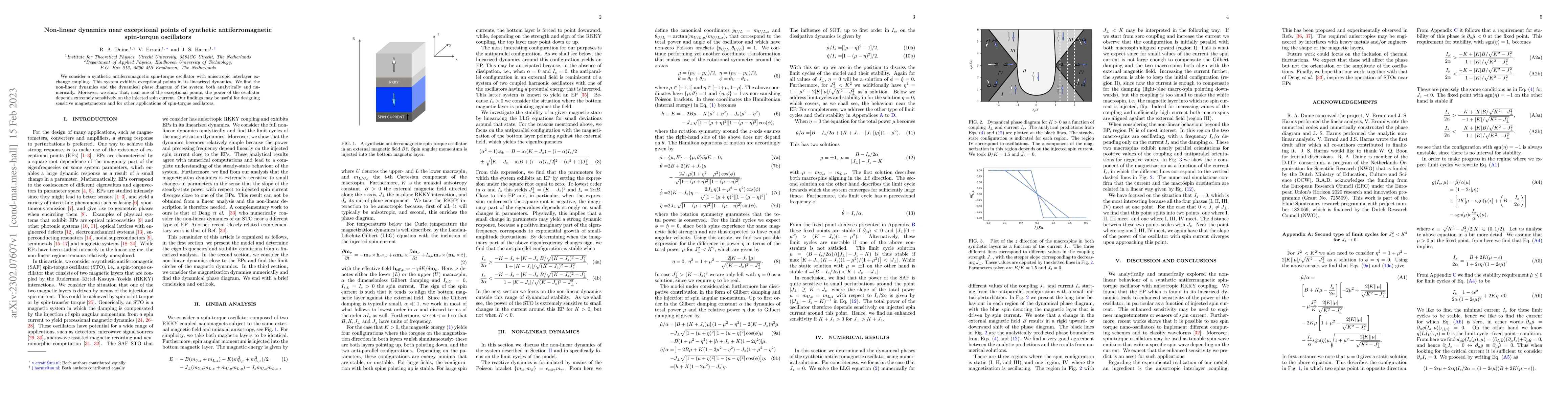 Thumbnail for Non-linear dynamics near exceptional points of synthetic
  antiferromagnetic spin-torque oscillators