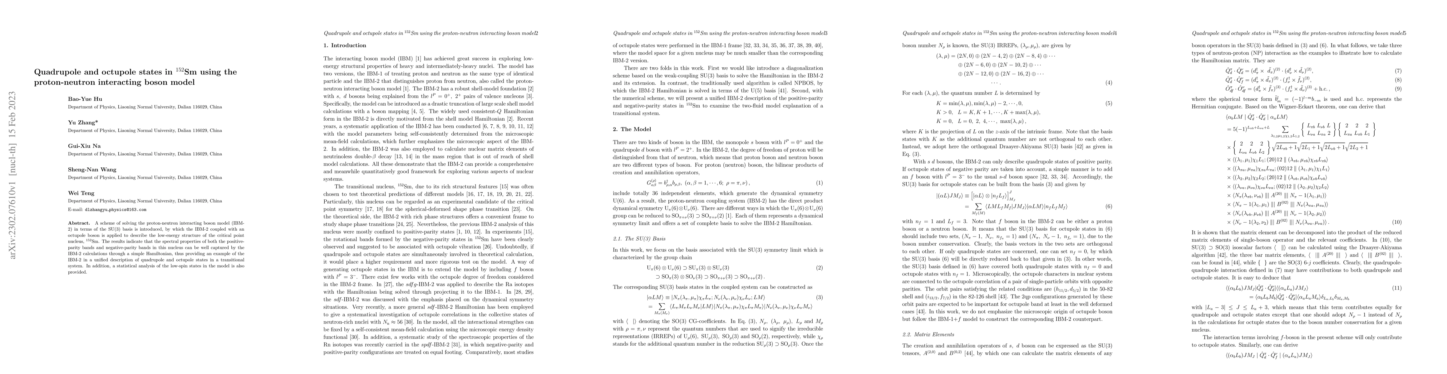 Thumbnail for Quadrupole and octupole states in $^{152}$Sm using the proton-neutron
  interacting boson model