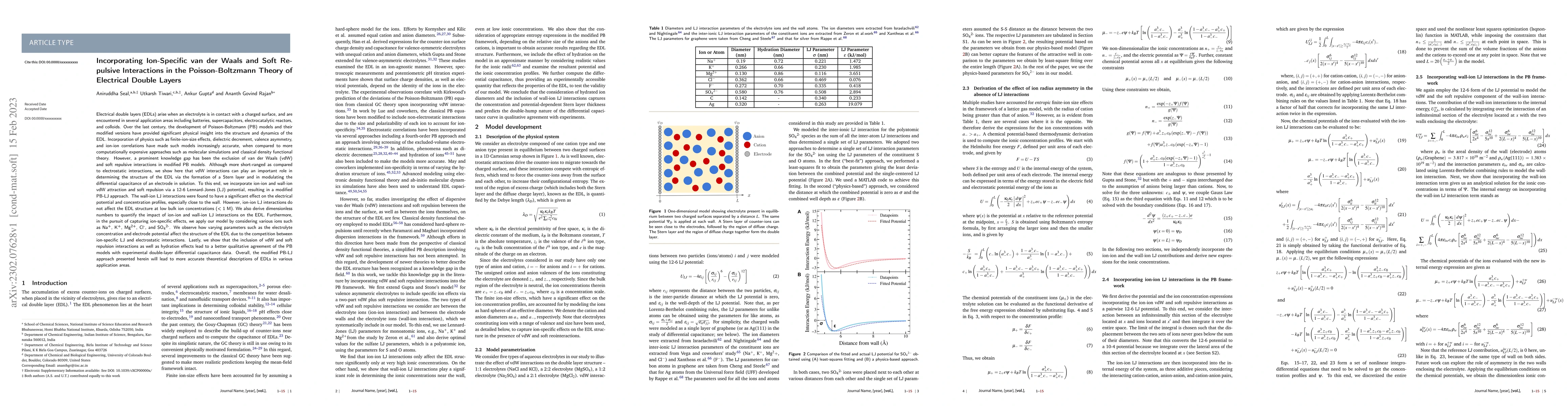 Thumbnail for Incorporating Ion-Specific van der Waals and Soft Repulsive Interactions
  in the Poisson-Boltzmann Theory of Electrical Double Layers