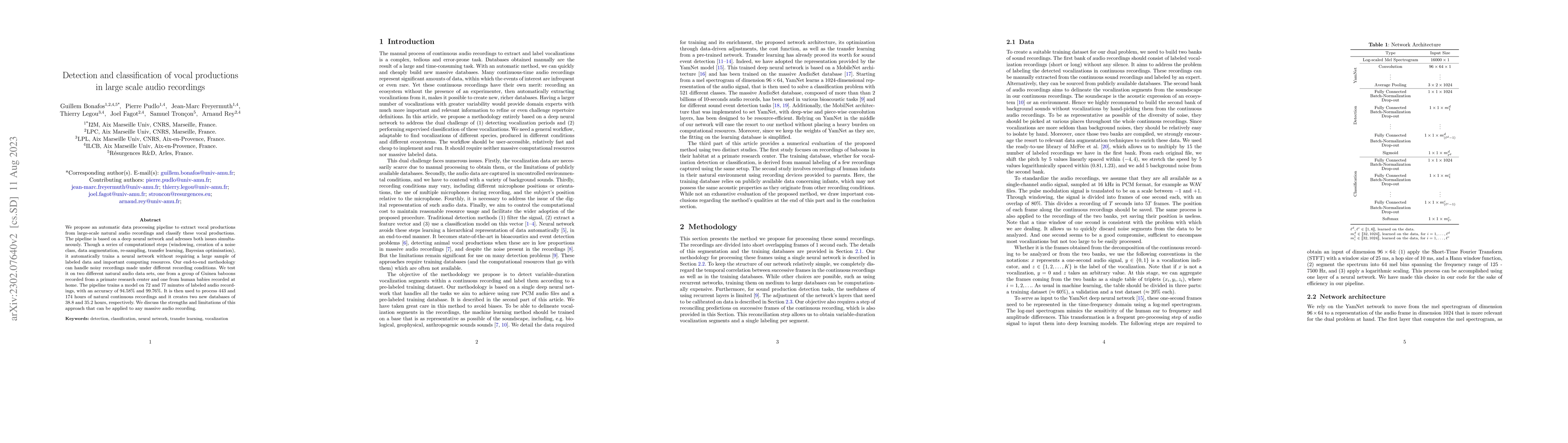 Thumbnail for Detection and classification of vocal productions in large scale audio
  recordings