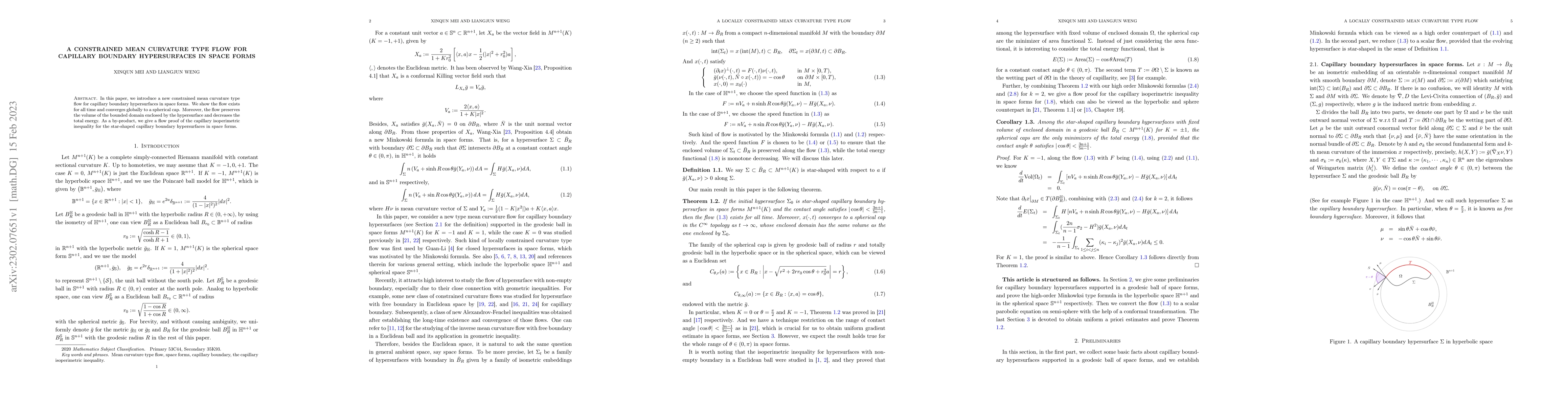 Thumbnail for A constrained mean curvature type flow for capillary boundary
  hypersurfaces in space forms