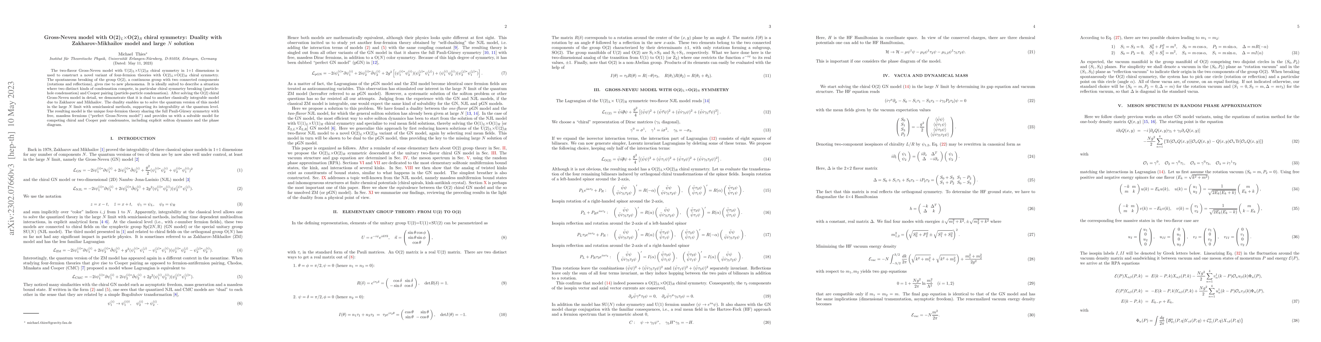 Thumbnail for Gross-Neveu model with O(2)$_L\times$O(2)$_R$ chiral symmetry: Duality
  with Zakharov-Mikhailov model and large $N$ solution