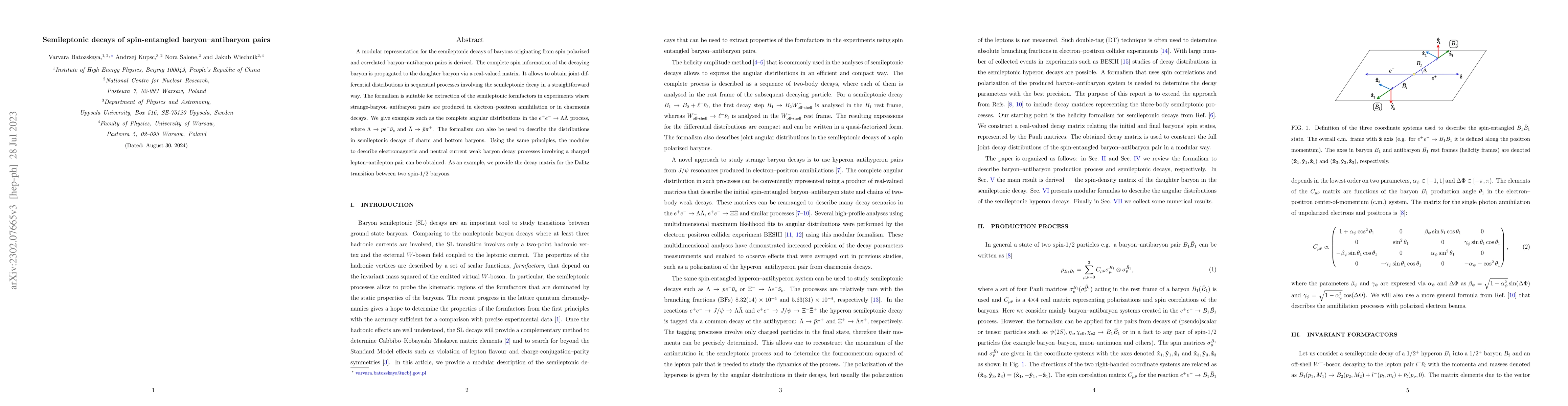 Thumbnail for Semileptonic decays of spin-entangled baryon-antibaryon pairs