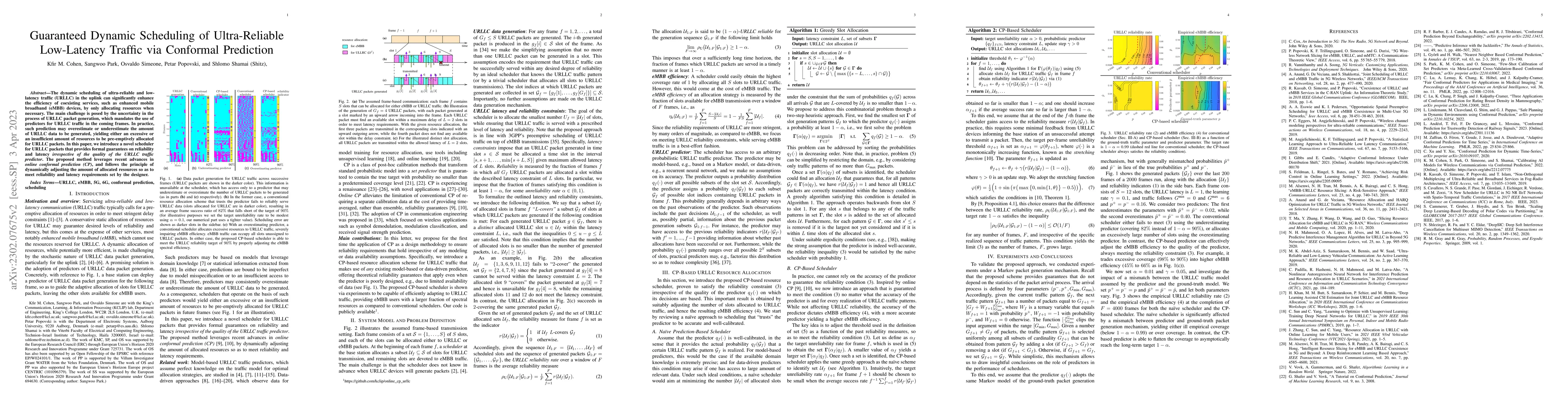 Thumbnail for Guaranteed Dynamic Scheduling of Ultra-Reliable Low-Latency Traffic via
  Conformal Prediction