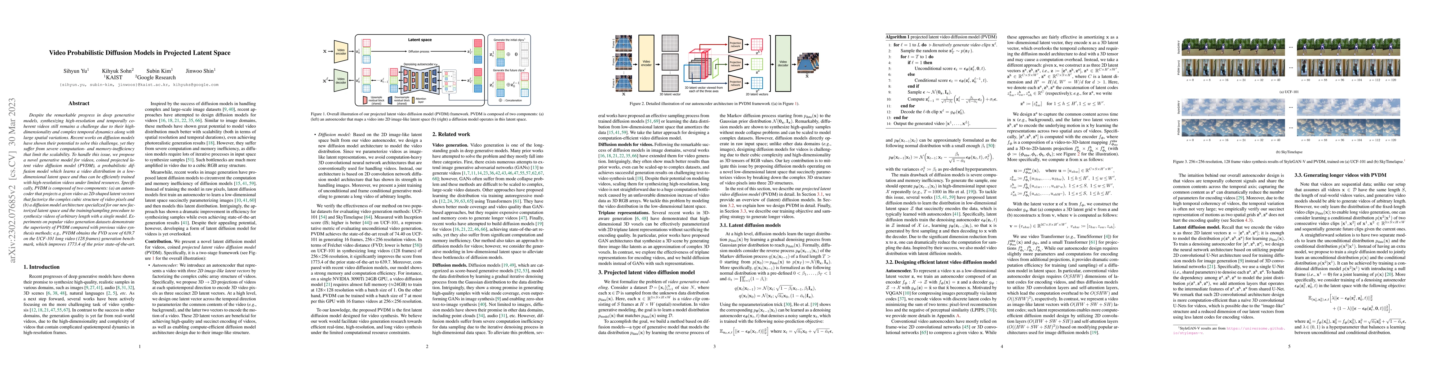 Thumbnail for Video Probabilistic Diffusion Models in Projected Latent Space