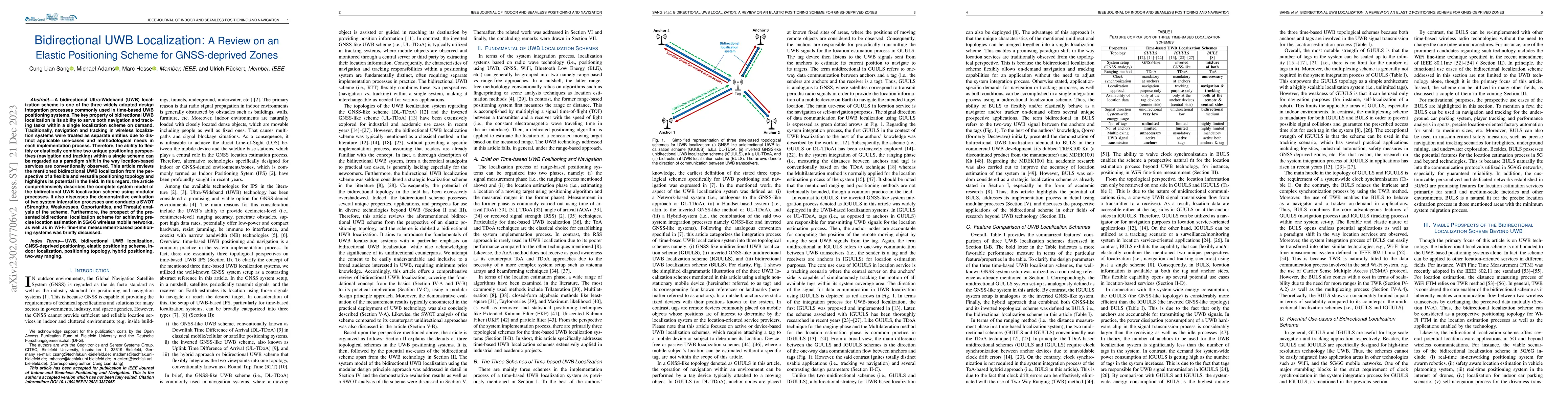 Thumbnail for Bidirectional UWB Localization: A Review on an Elastic Positioning
  Scheme for GNSS-deprived Zones
