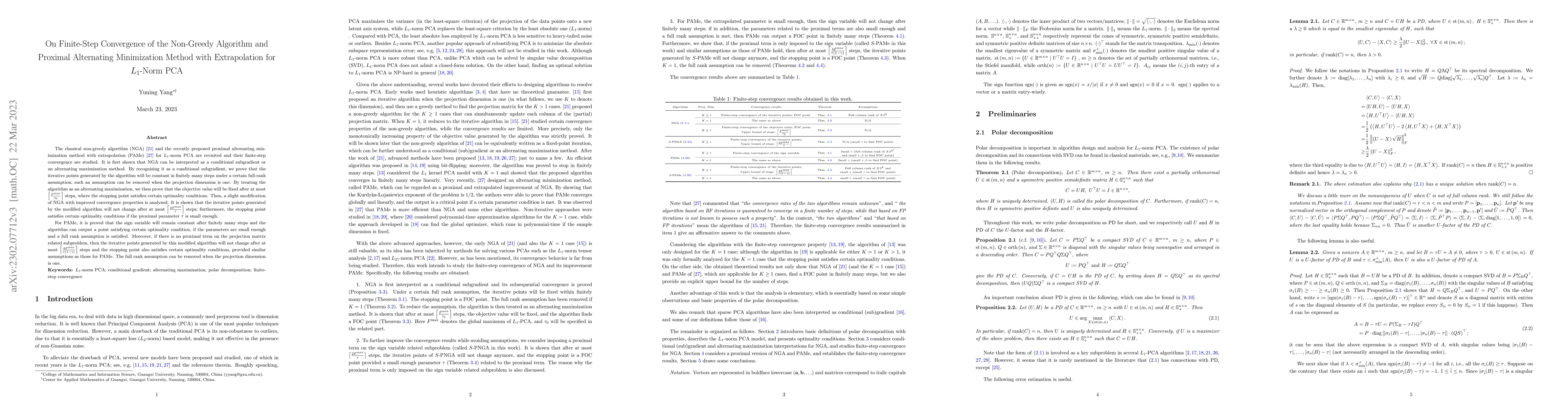 Thumbnail for On Finite-Step Convergence of the Non-Greedy Algorithm and Proximal
  Alternating Minimization Method with Extrapolation for $L_1$-Norm PCA