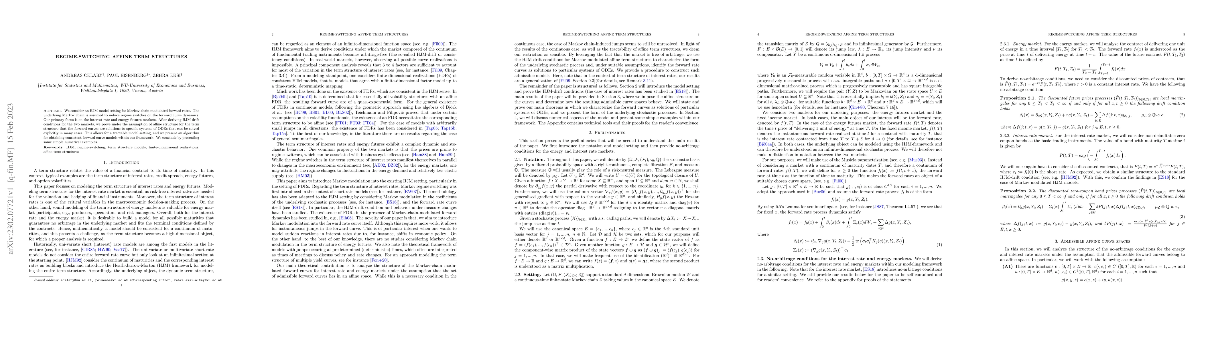 Thumbnail for Regime-switching affine term structures