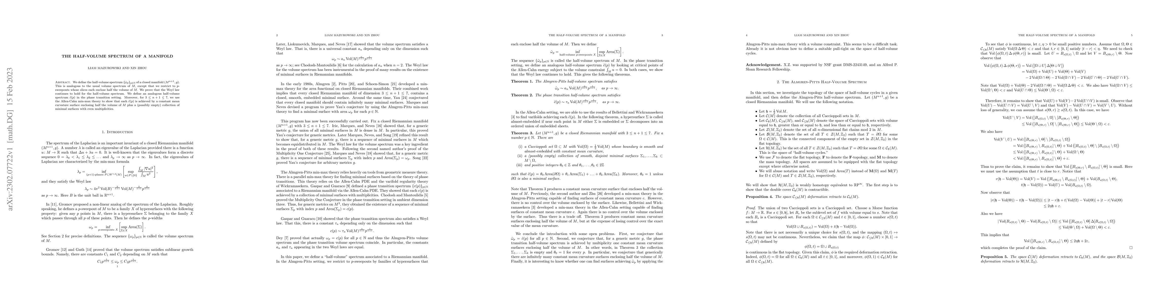 Thumbnail for The Half-Volume Spectrum of a Manifold