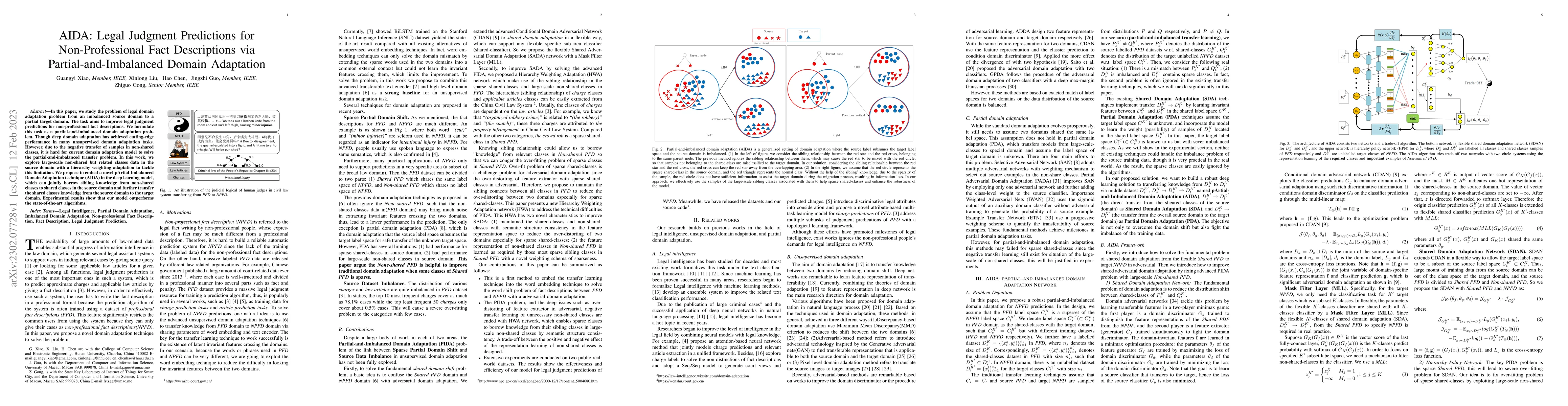 Thumbnail for AIDA: Legal Judgment Predictions for Non-Professional Fact Descriptions
  via Partial-and-Imbalanced Domain Adaptation