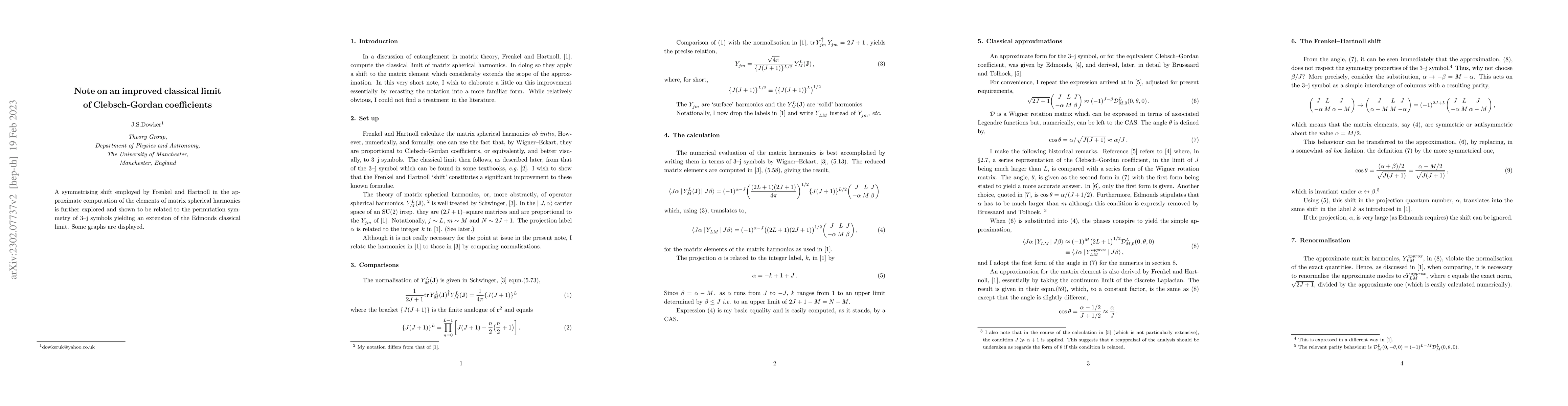 Thumbnail for Note on an improved classical limit of Clebsch-Gordan coefficients