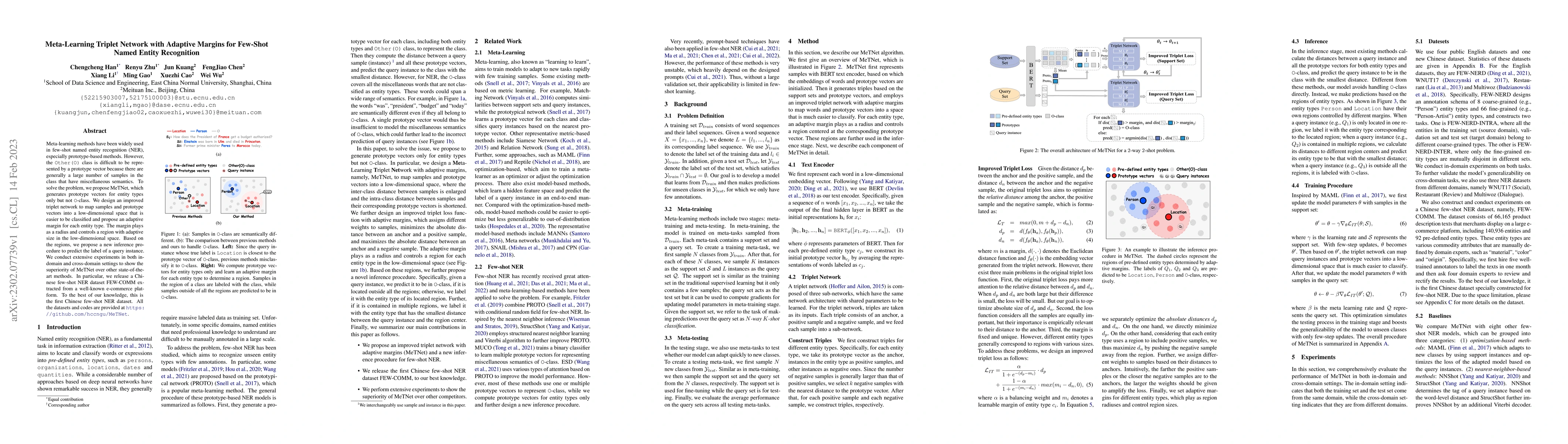 Thumbnail for Meta-Learning Triplet Network with Adaptive Margins for Few-Shot Named
  Entity Recognition