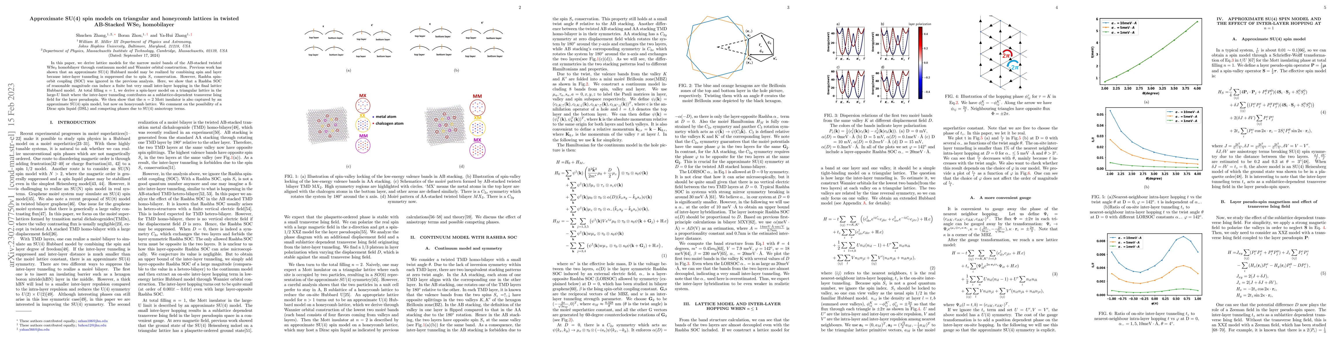 Thumbnail for Approximate SU(4) spin models on triangular and honeycomb lattices in
  twisted AB-Stacked WSe$_2$ homo-bilayer