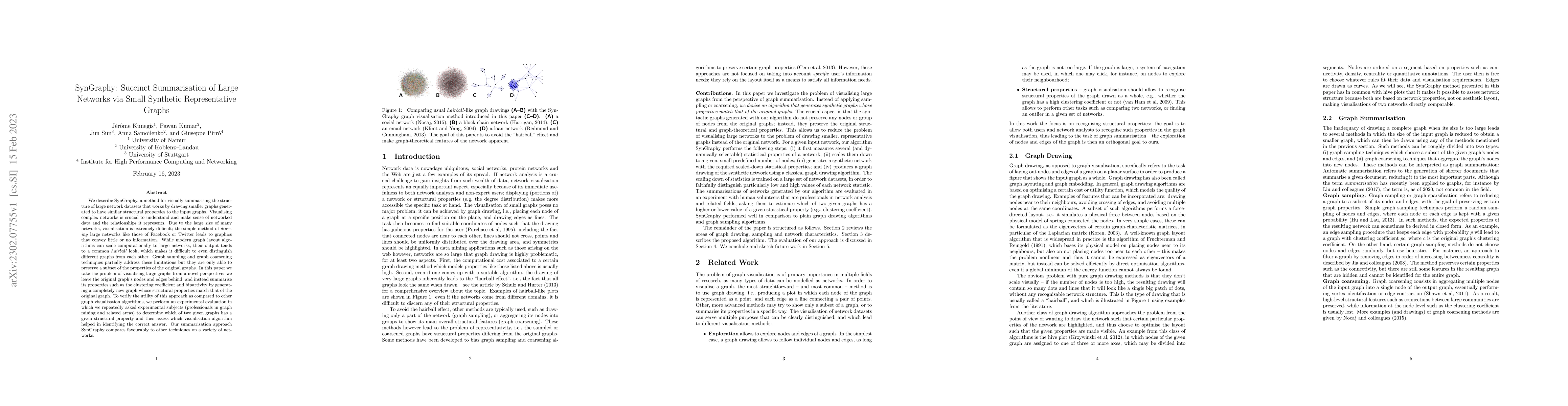 Thumbnail for SynGraphy: Succinct Summarisation of Large Networks via Small Synthetic
  Representative Graphs