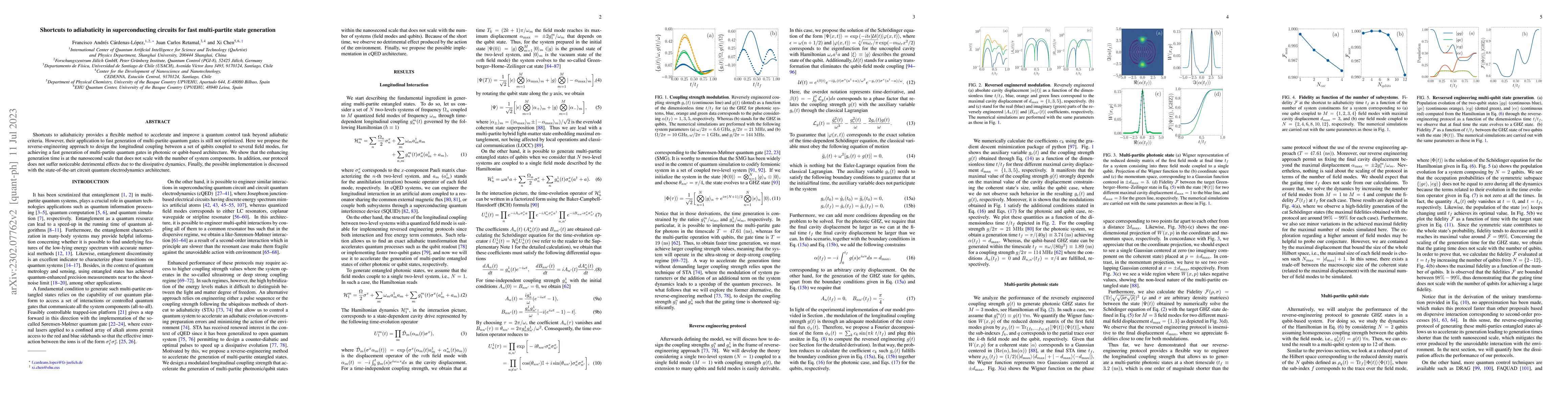 Thumbnail for Shortcuts to adiabaticity in superconducting circuits for fast
  multi-partite state generation