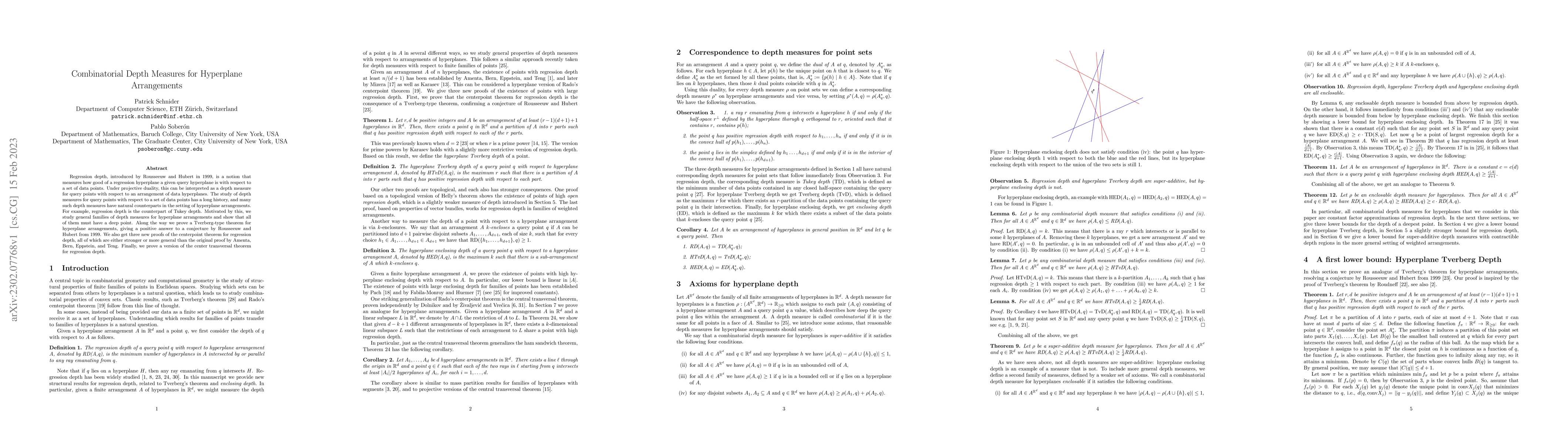 Thumbnail for Combinatorial Depth Measures for Hyperplane Arrangements