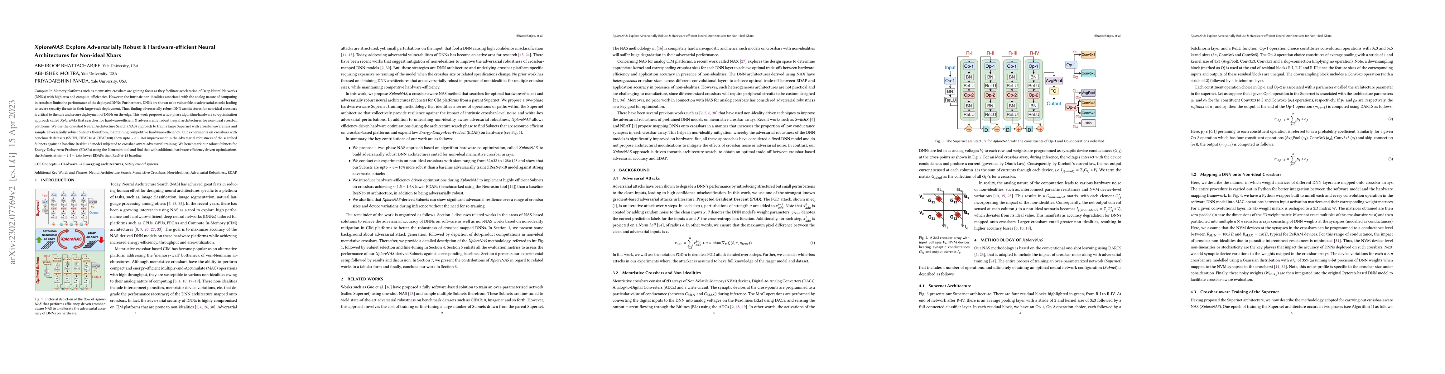 Thumbnail for XploreNAS: Explore Adversarially Robust & Hardware-efficient Neural
  Architectures for Non-ideal Xbars