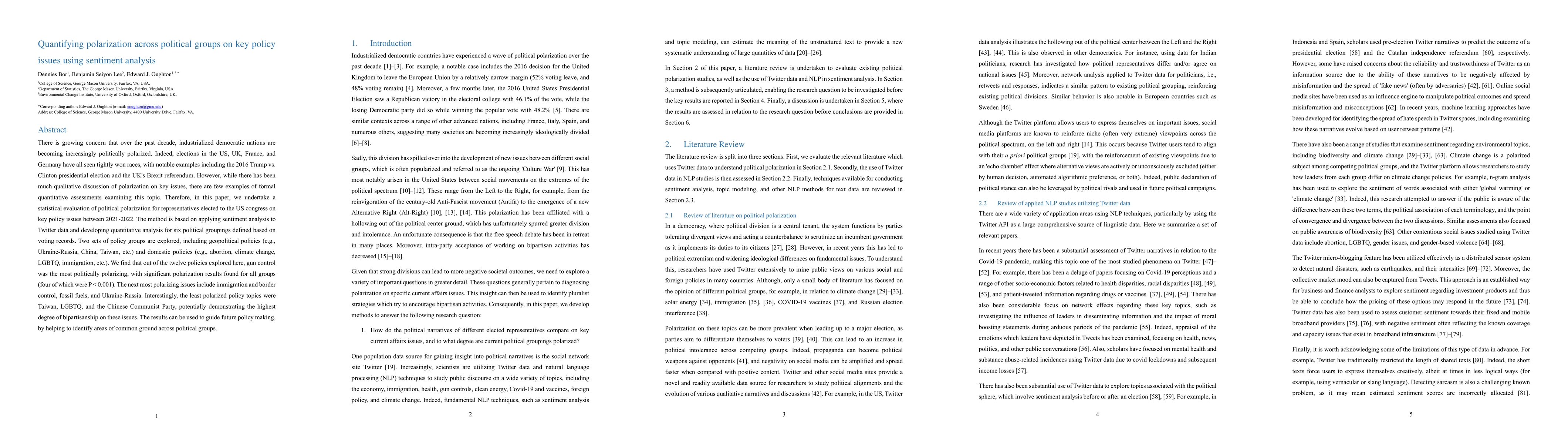 Thumbnail for Quantifying polarization across political groups on key policy issues
  using sentiment analysis