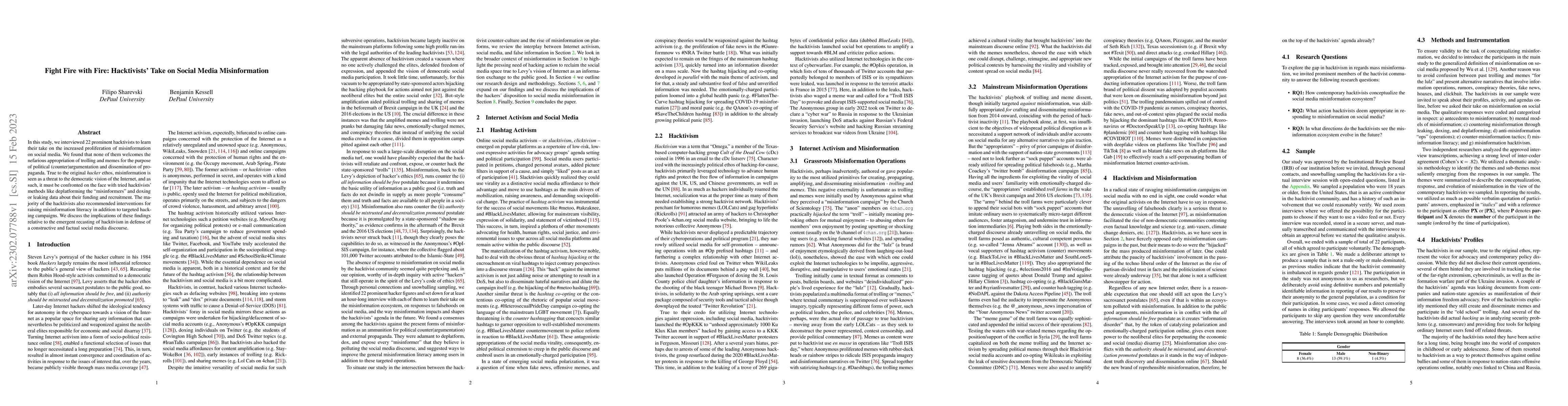 Thumbnail for Fight Fire with Fire: Hacktivists' Take on Social Media Misinformation