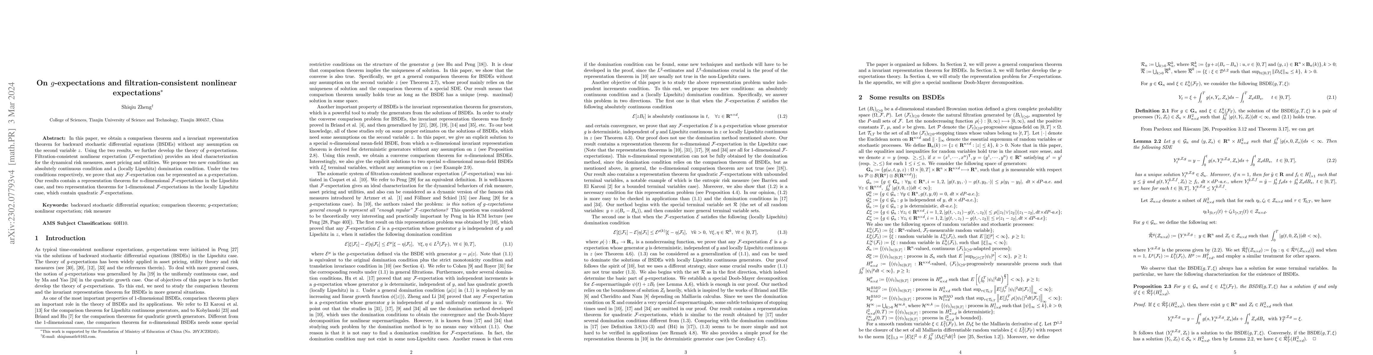 Thumbnail for On $g$-expectations and filtration-consistent nonlinear expectations