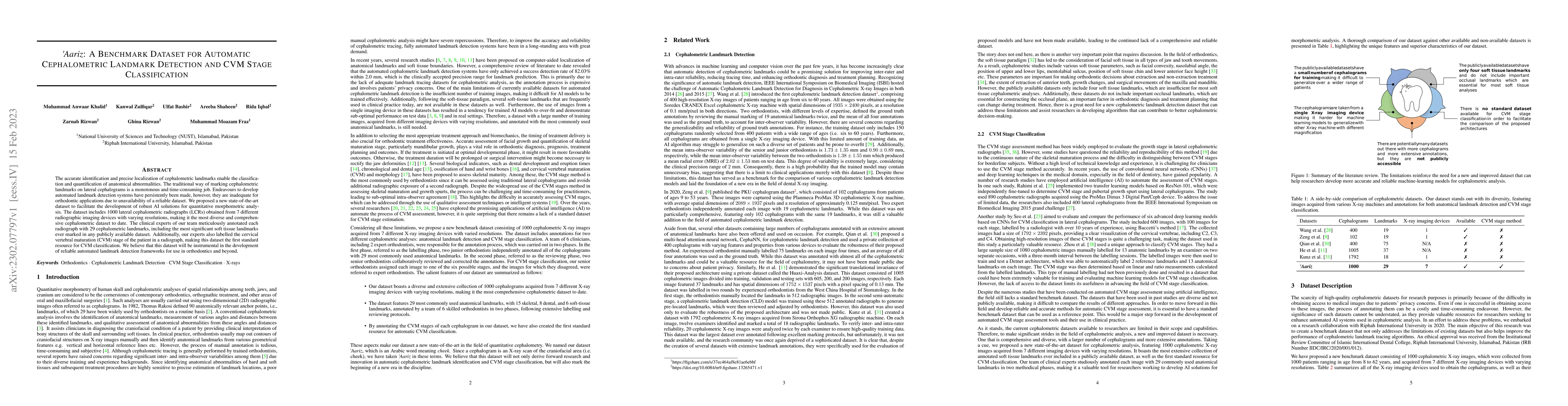 Thumbnail for 'Aariz: A Benchmark Dataset for Automatic Cephalometric Landmark
  Detection and CVM Stage Classification