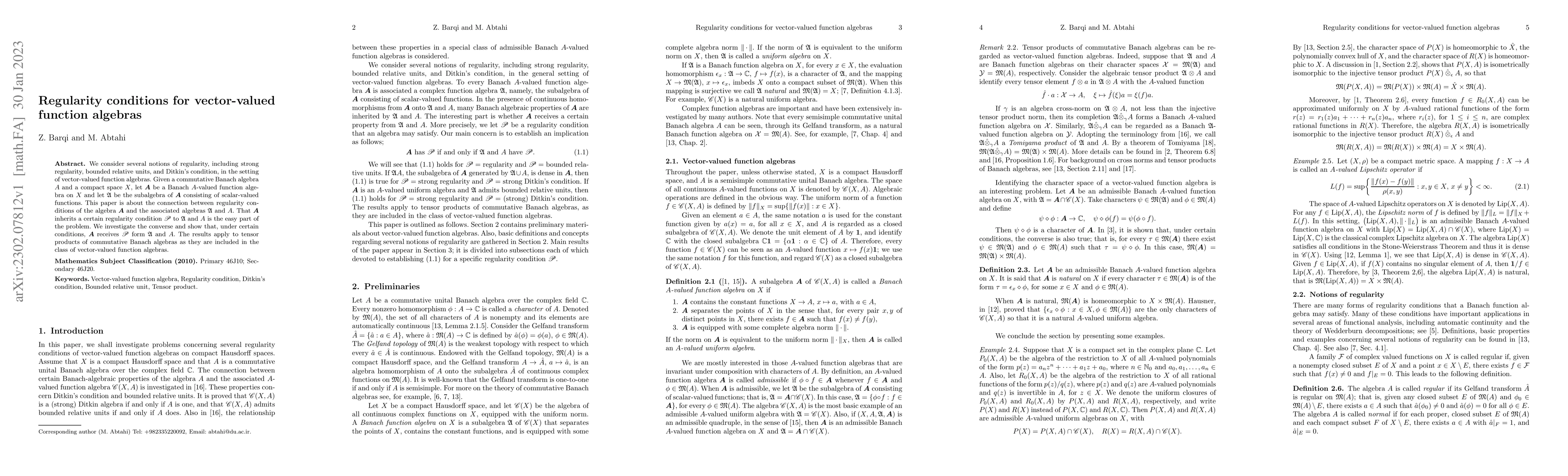 Thumbnail for Regularity conditions for vector-valued function algebras