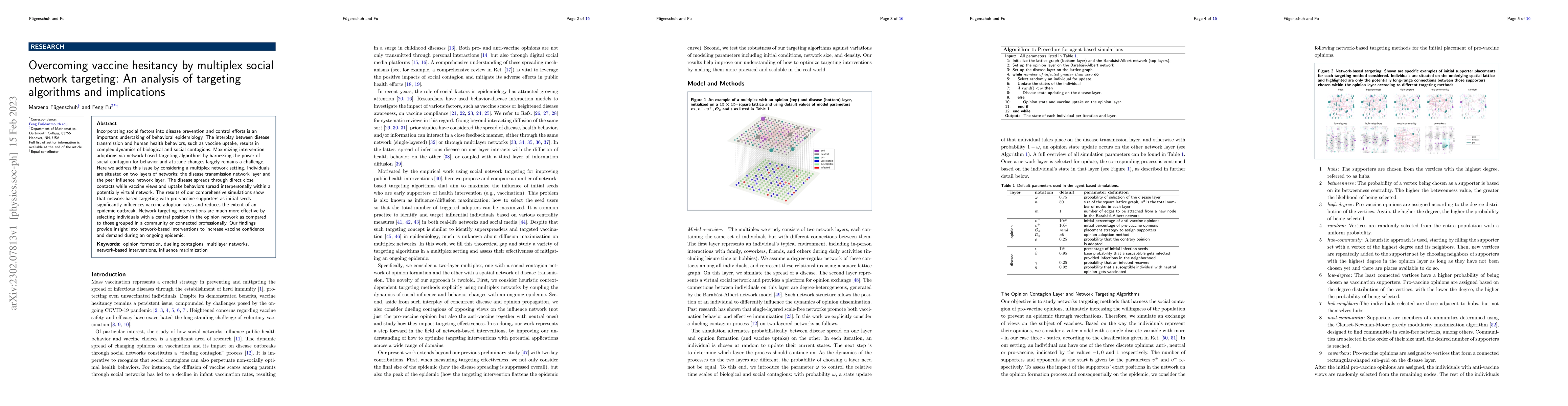 Thumbnail for Overcoming vaccine hesitancy by multiplex social network targeting: An
  analysis of targeting algorithms and implications