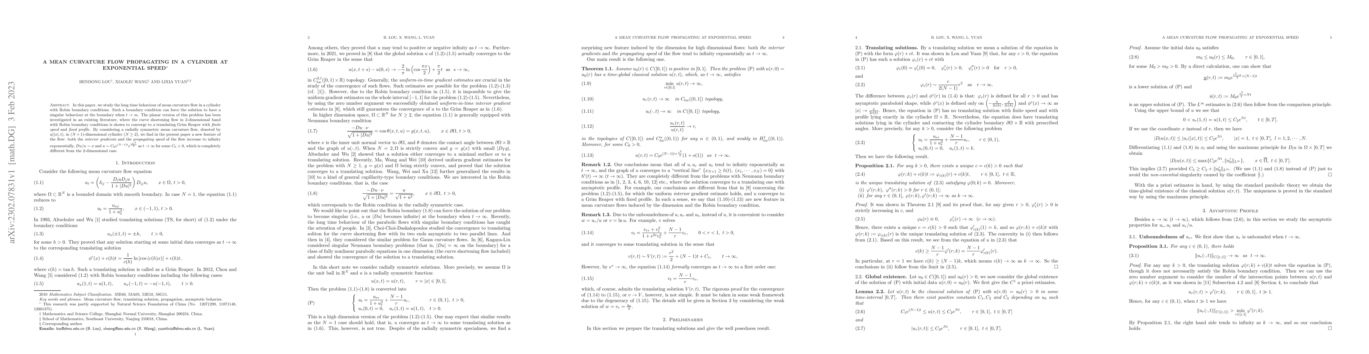 Thumbnail for A Mean Curvature Flow Propagating in a Cylinder at Exponential Speed