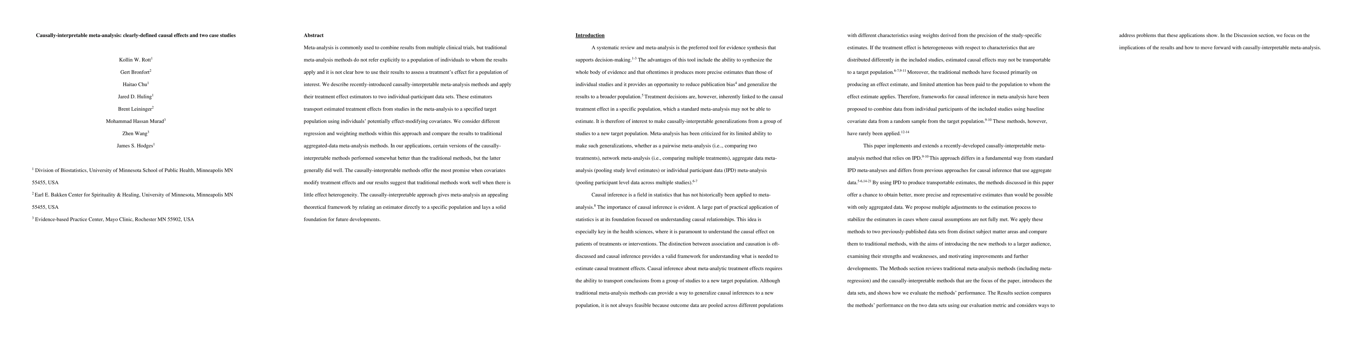 Thumbnail for Causally-interpretable meta-analysis: clearly-defined causal effects and
  two case studies
