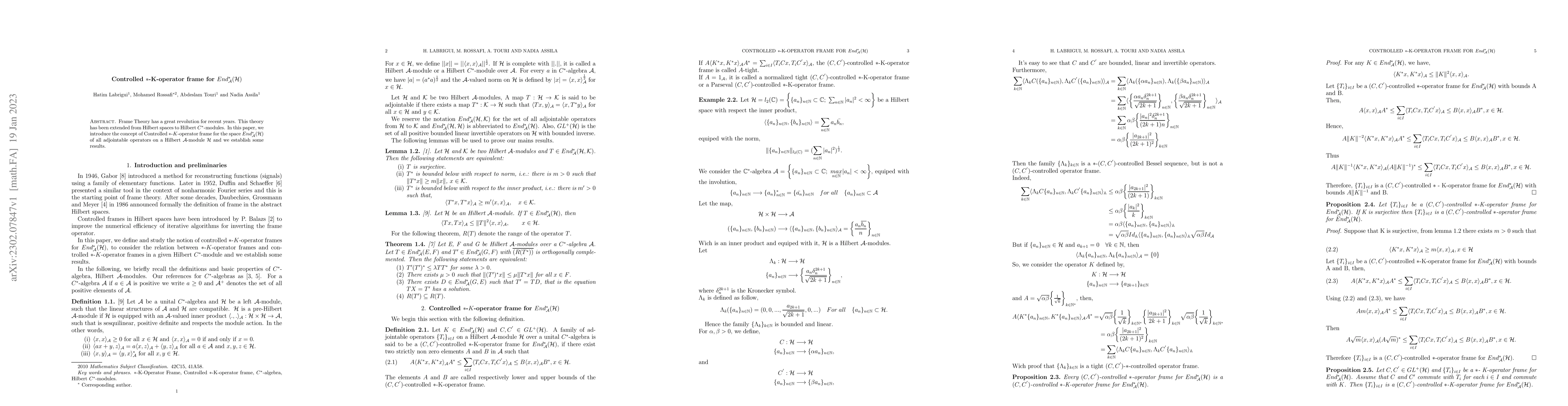 Thumbnail for Controlled $\ast$-K-operator frame for $End_\mathcal{A}^\ast
  (\mathcal{H})$