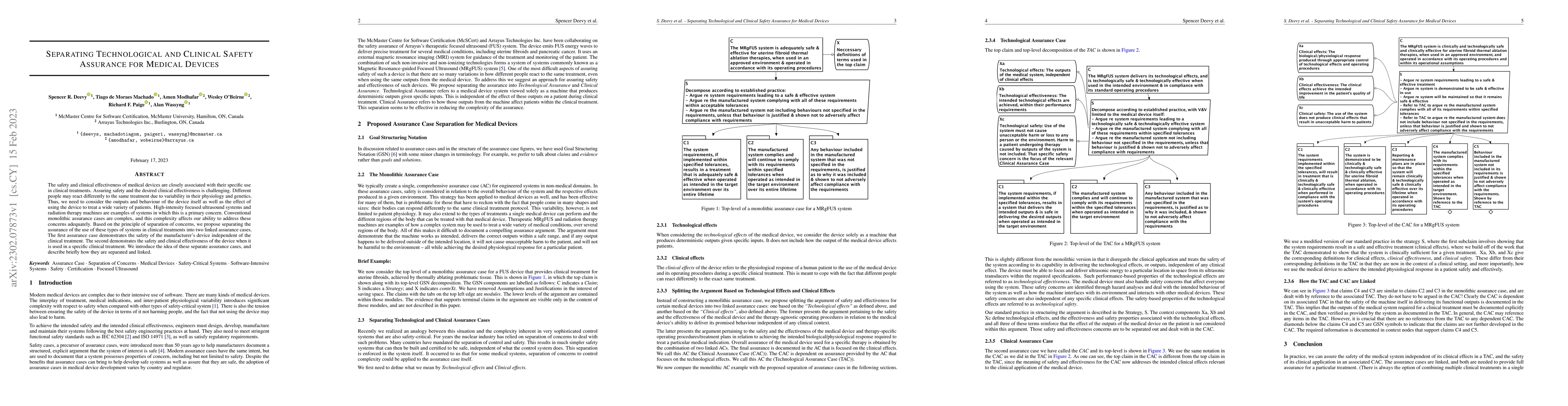 Thumbnail for Separating Technological and Clinical Safety Assurance for Medical
  Devices