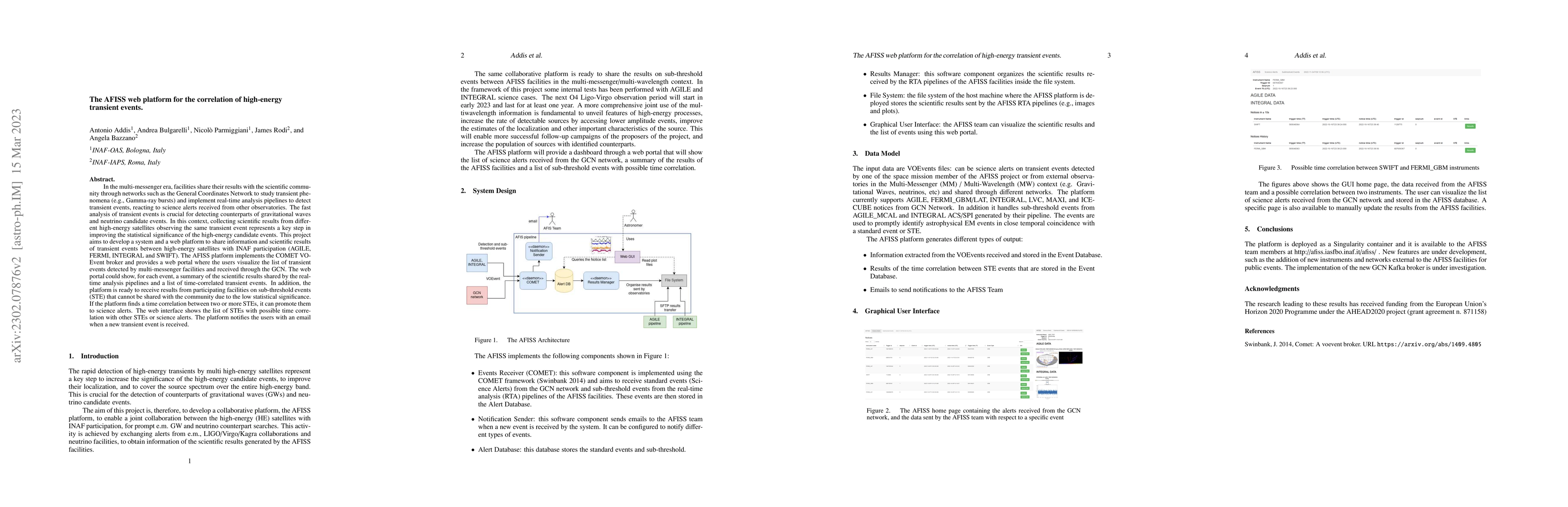 Thumbnail for The AFISS web platform for the correlation of high-energy transient
  events